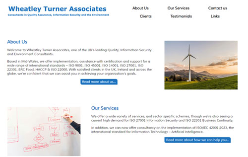 Wheatley Turner Associates website by Ballynet