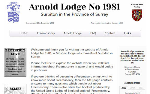 Arnold Lodge No 1981 website by Ballynet