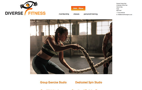 Diverse Fitness gym website by Ballynet